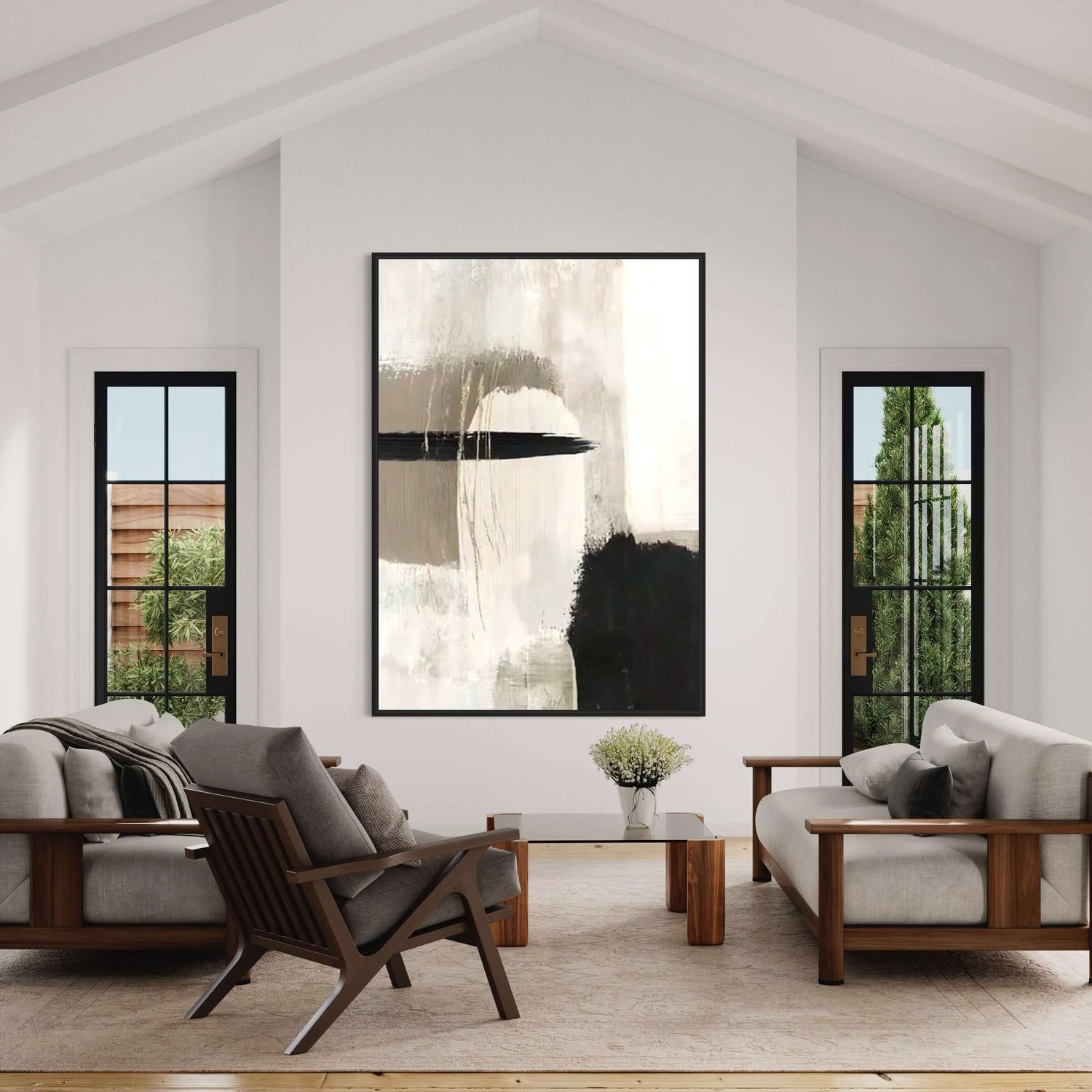 Black and Ashes Abstract Dining Room Wall Art