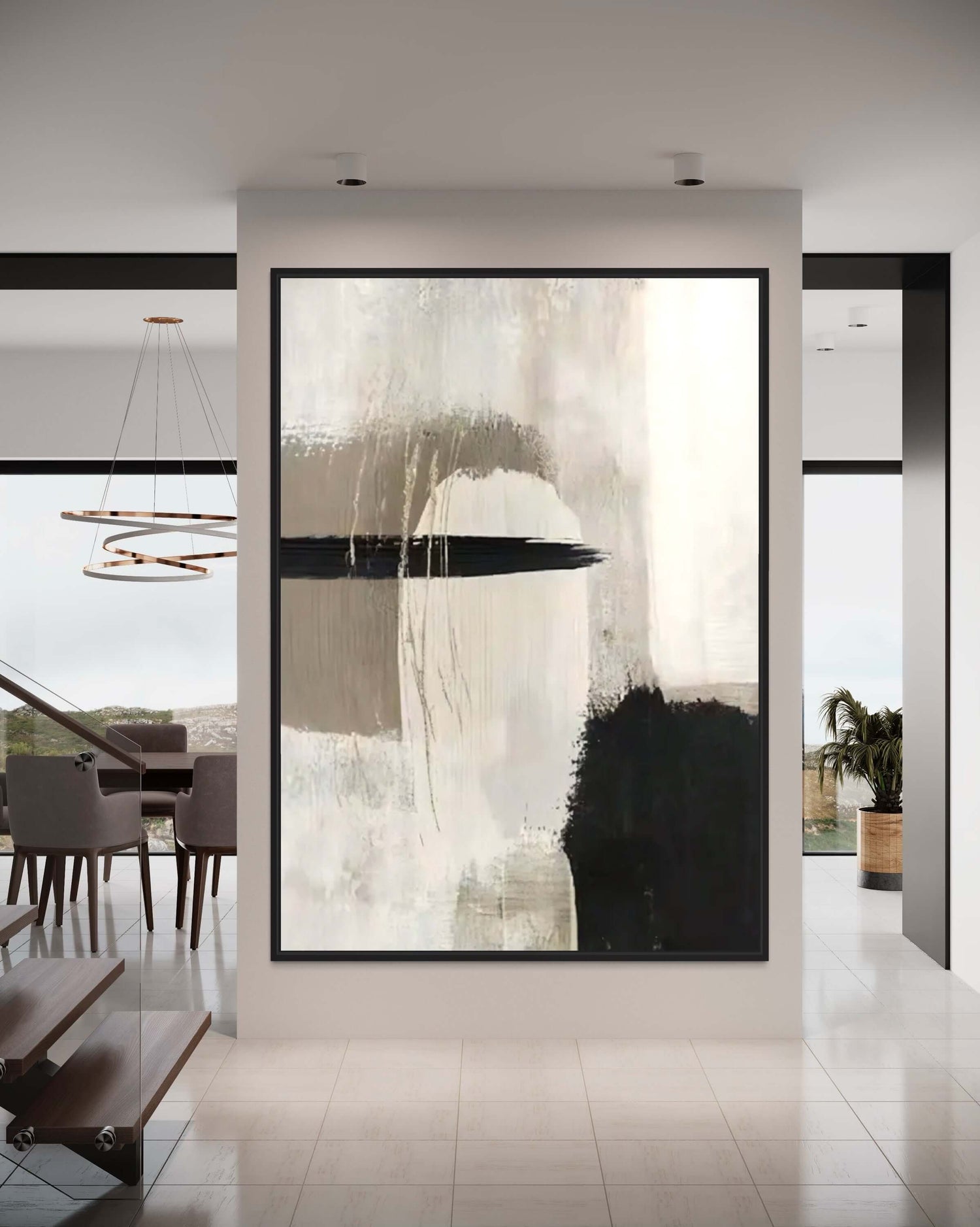 Black and Ashes Abstract Dining Room Wall Art