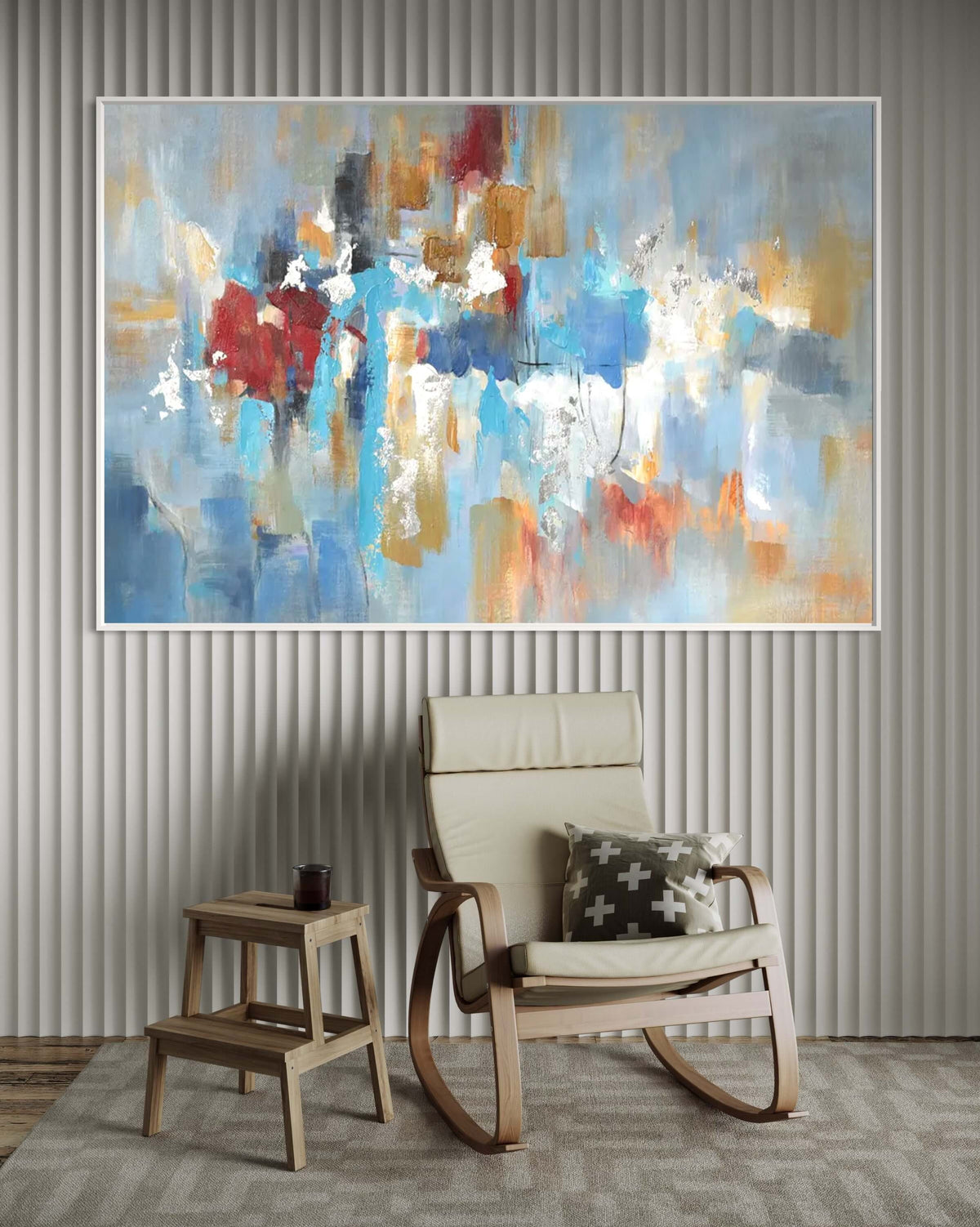 Blue Sky and Rainy City - Hand Painting