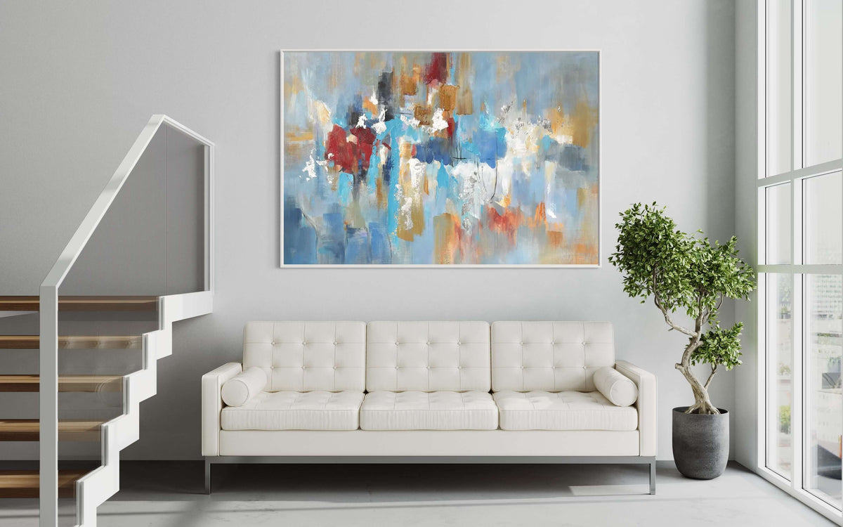 Blue Sky and Rainy City - Hand Painting