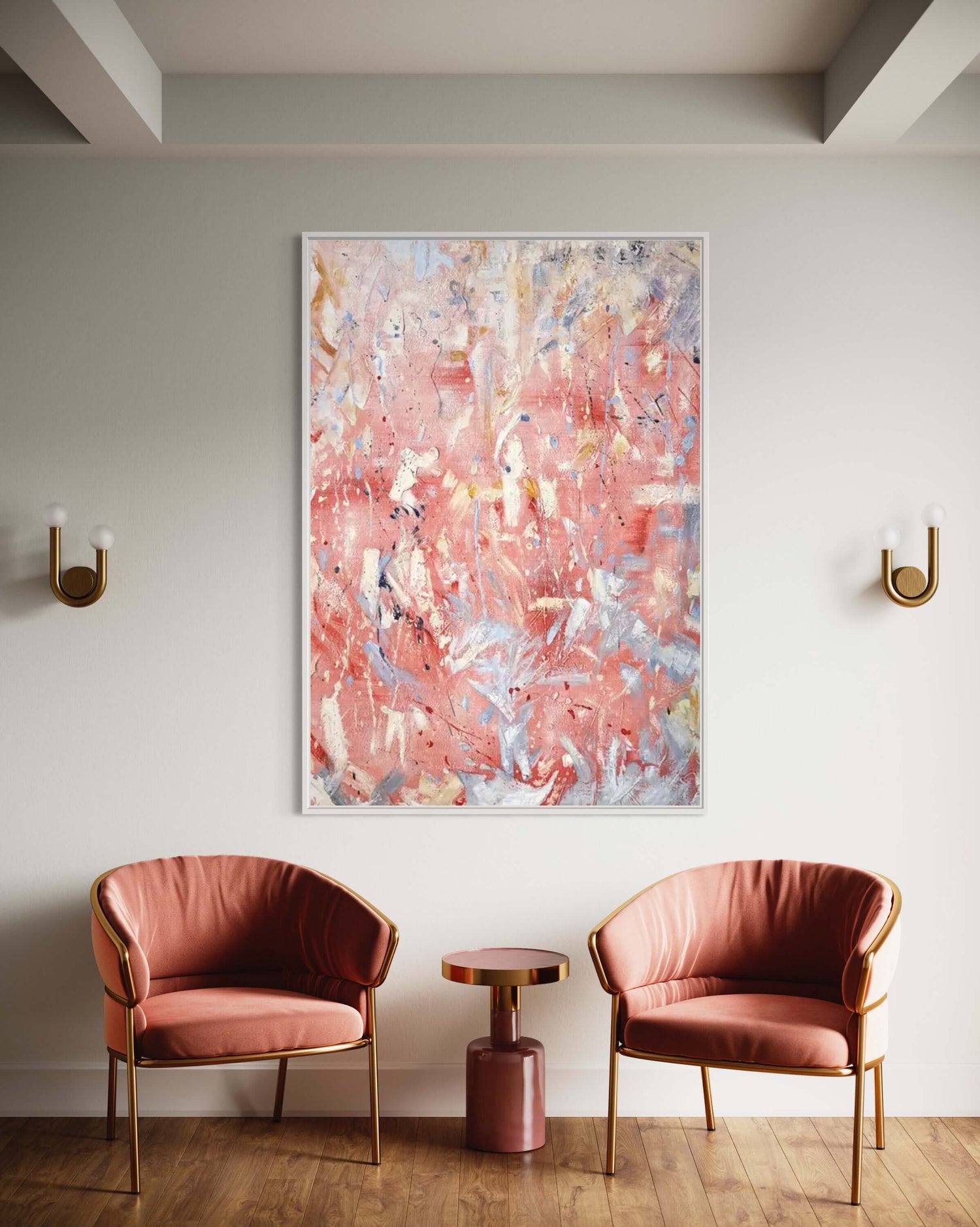 Arte abstracto multicolor rosa Dining Room Wall Art