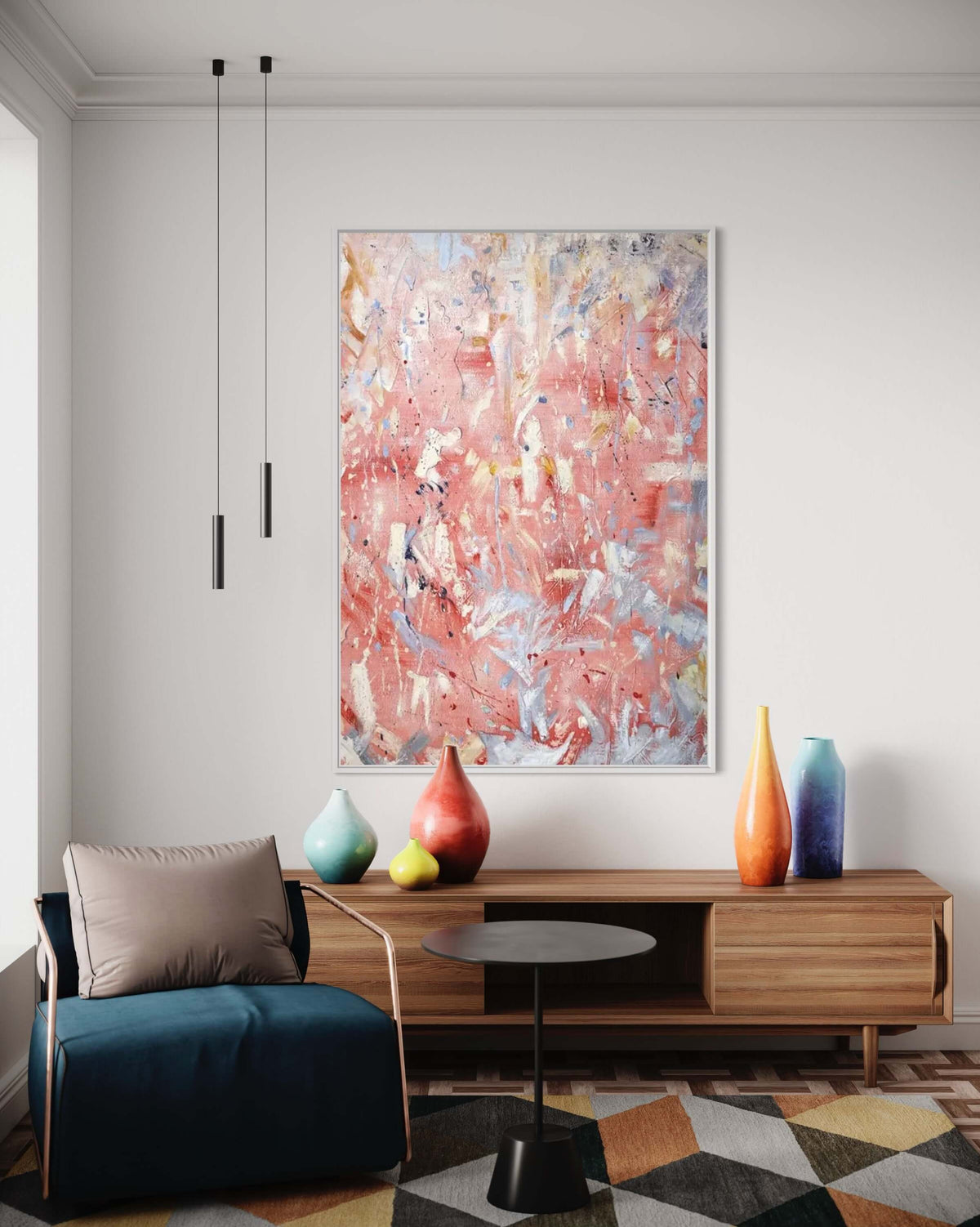 Multicolor Pink Abstract Art - Hand Painting