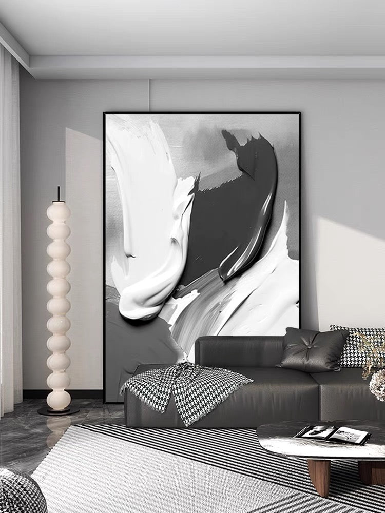 Black and Gray Textured Painting - Hand Painting