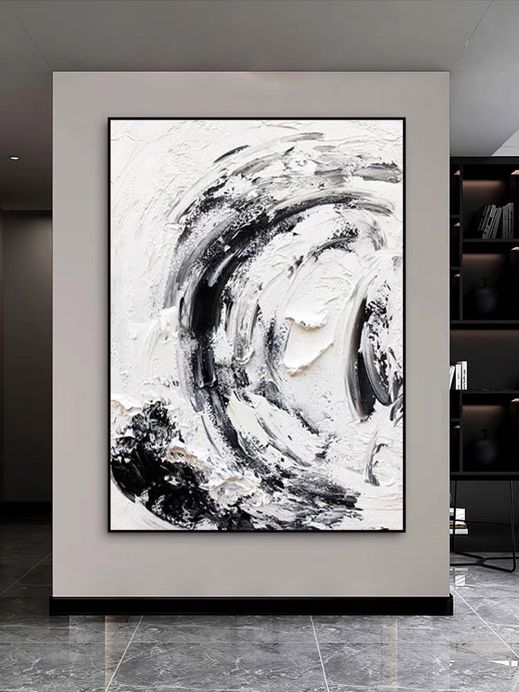 Black and White Snowy - Hand Painting