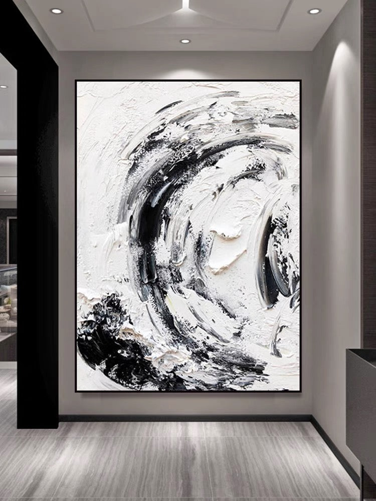 Black and White Snowy - Hand Painting