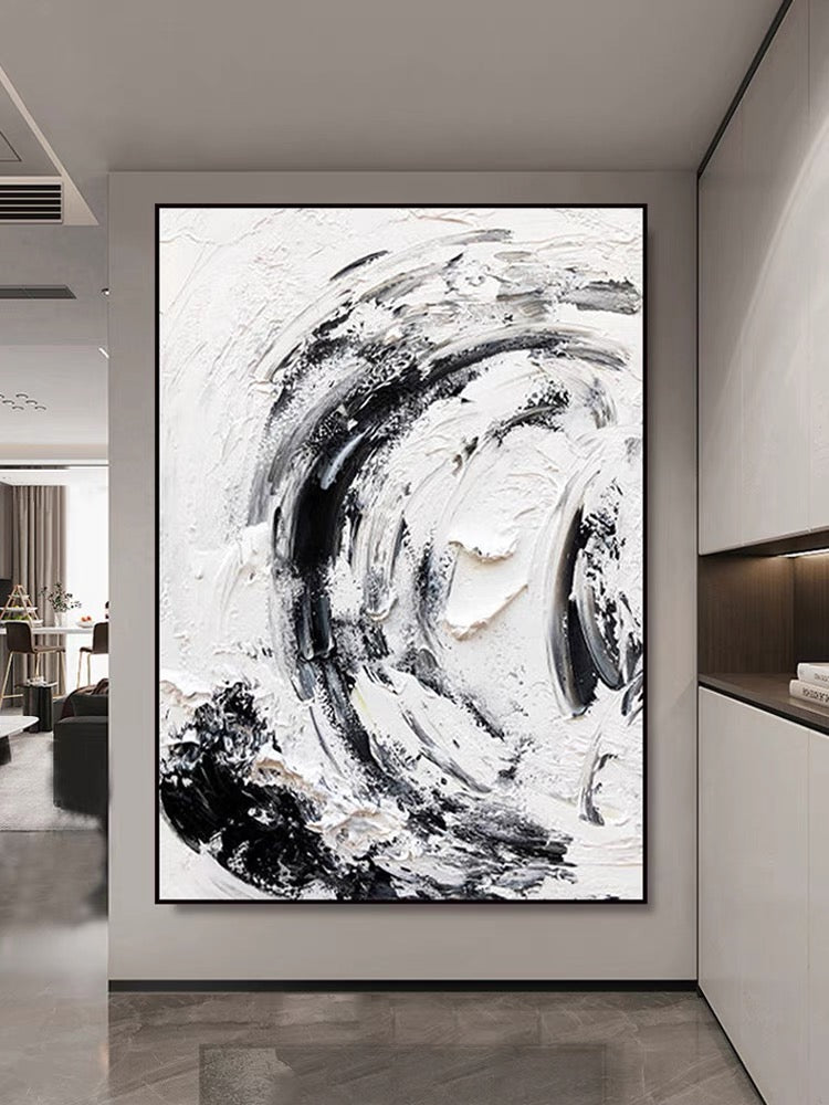Black and White Snowy - Hand Painting
