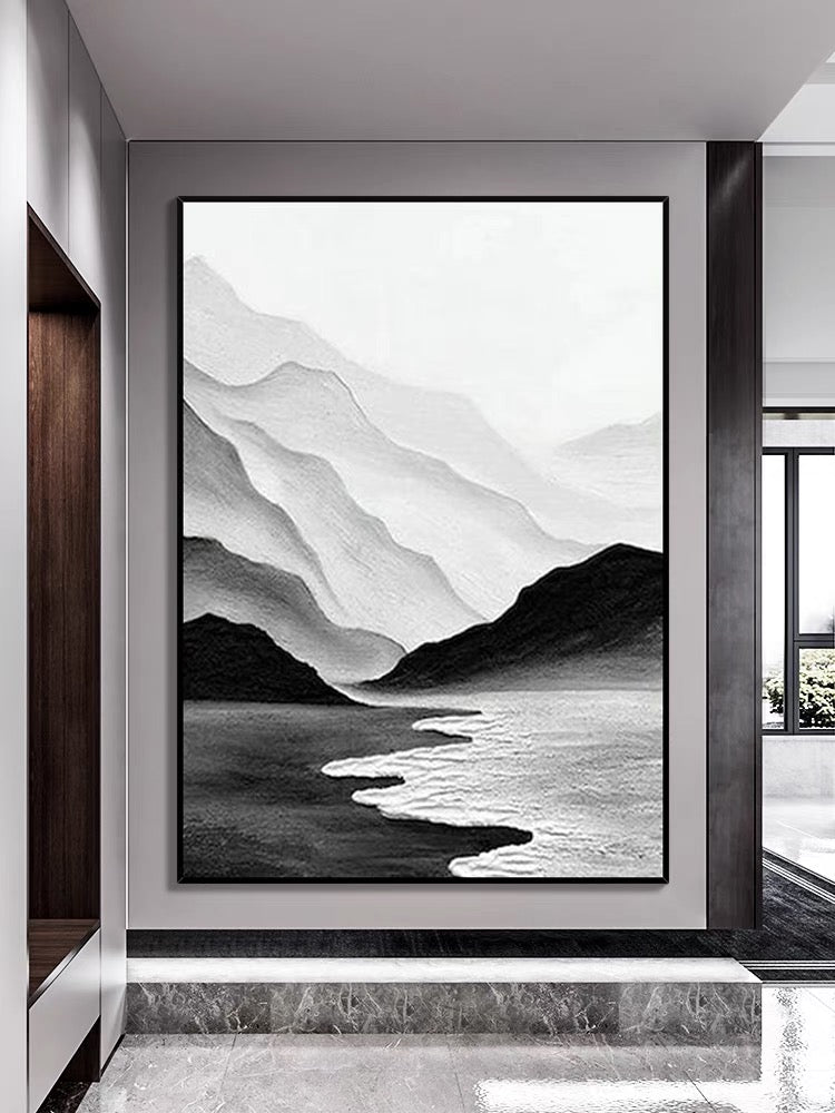 Black and White Chinese Style Painting - Hand Painting