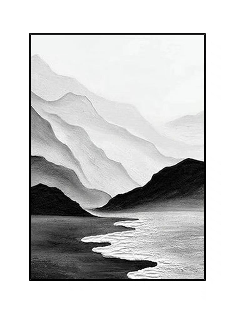 Black and White Chinese Style Painting - Hand Painting