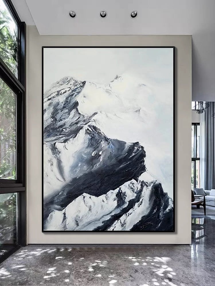 Snow mountains Peaks Oil painting on canvas Palette Knife mountain abstract art extra Large Texture Wall hot Art Pictures for living room Decor