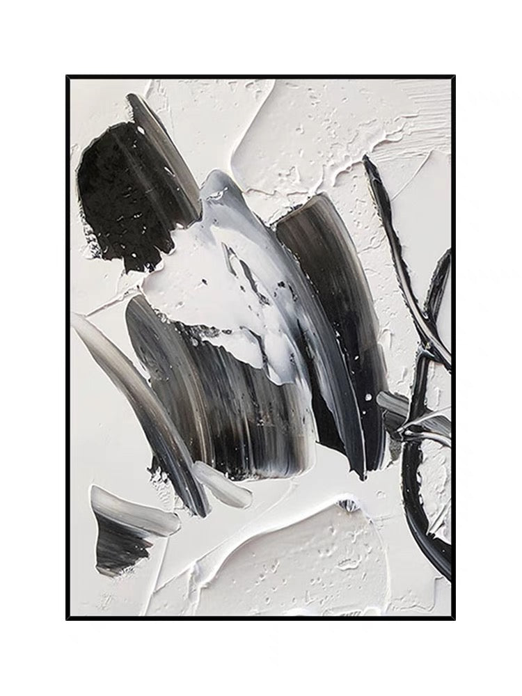 Peinture abstraite de silhouette noire et blanche