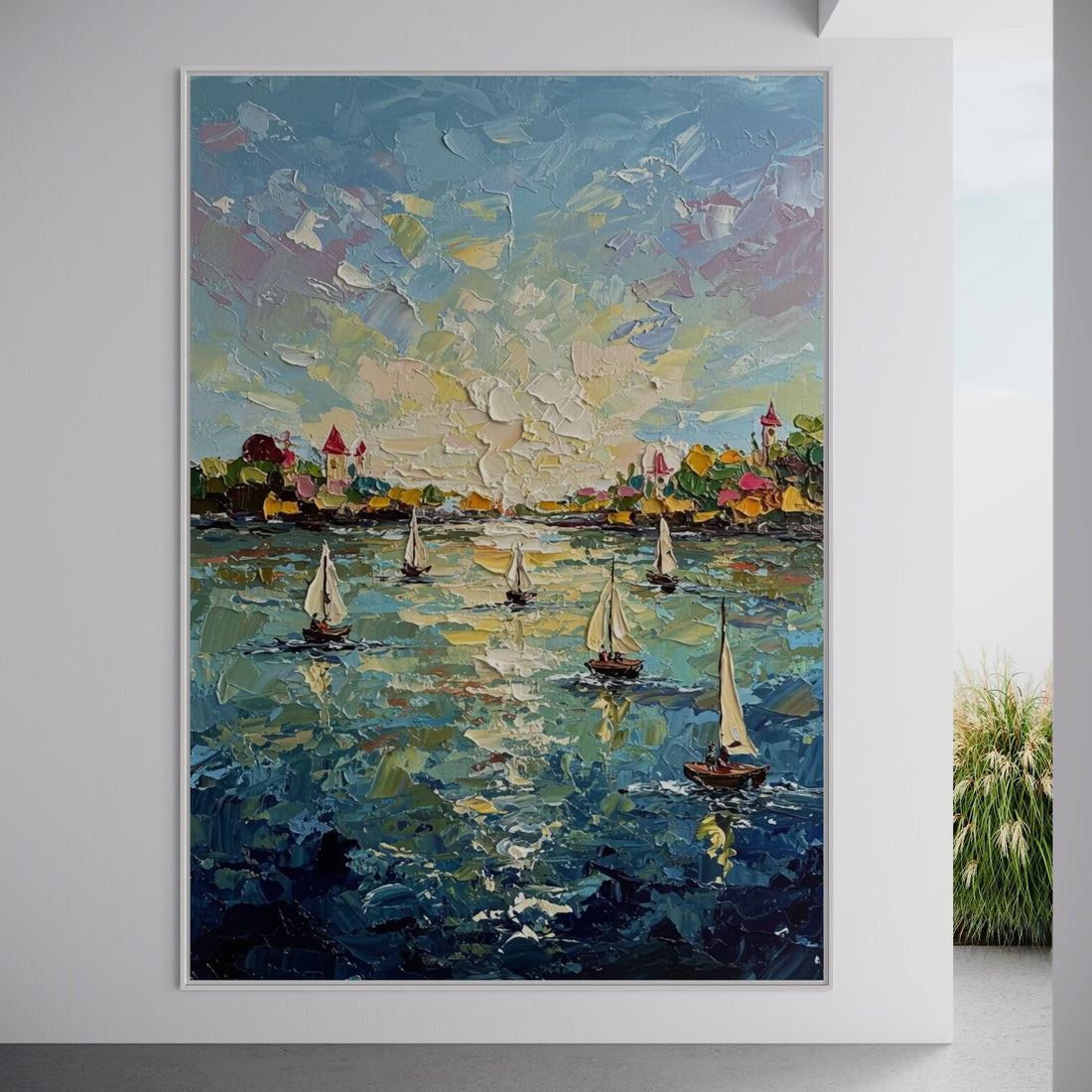 Harbor’s Golden Embrace - Hand Painting