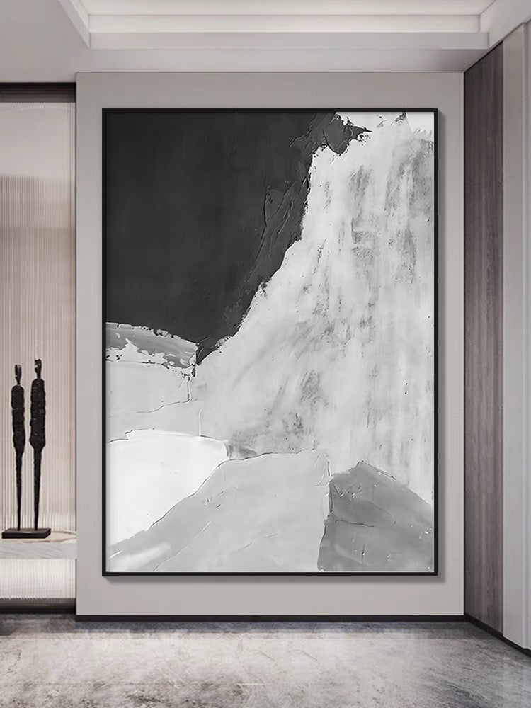 Gray and White Abstract - Hand Painting