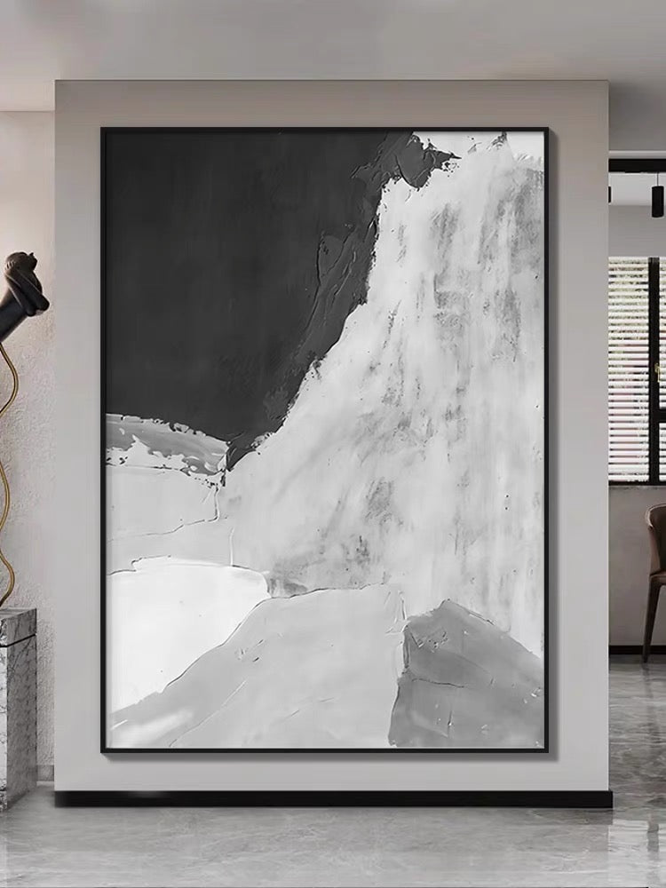 Gray and White Abstract - Hand Painting