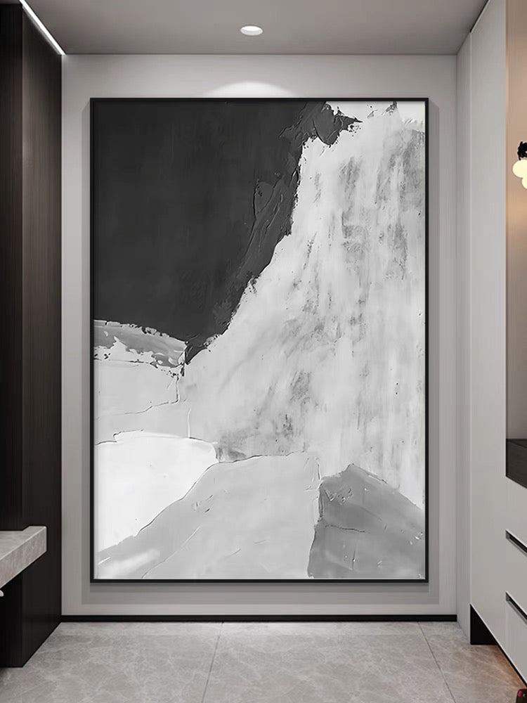 Gray and White Abstract - Hand Painting