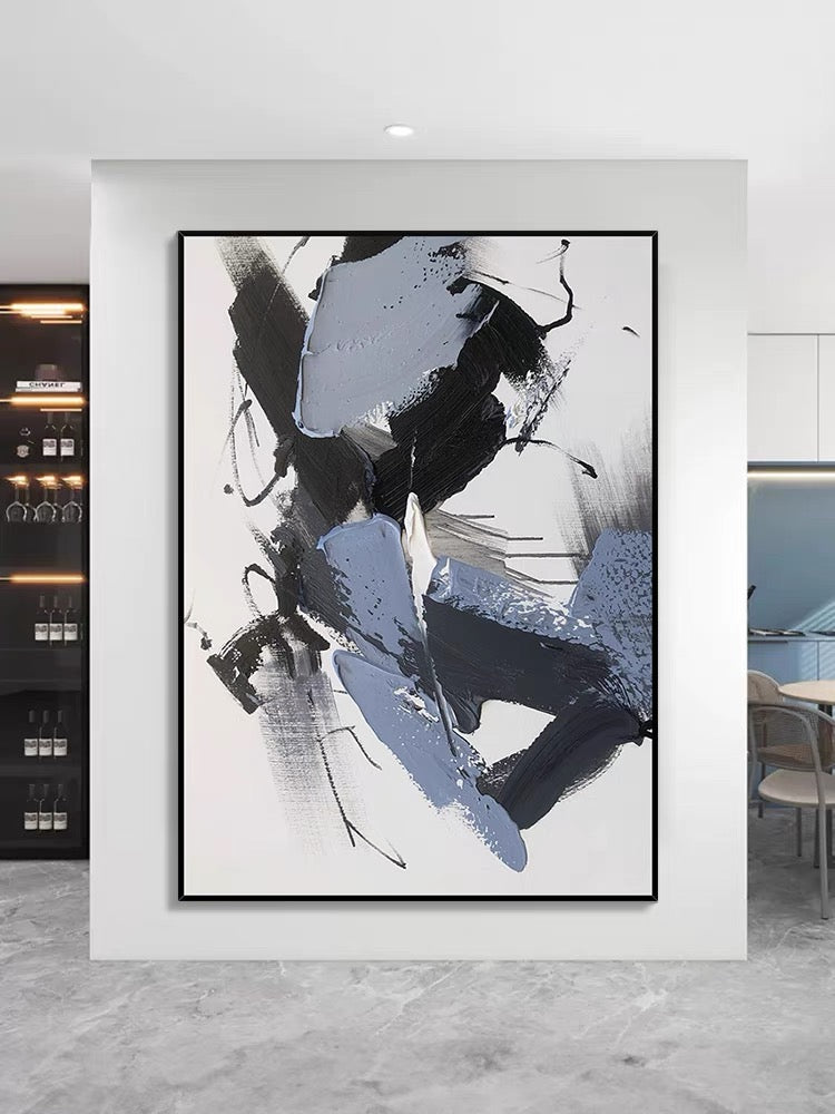 Pintura azul y negra