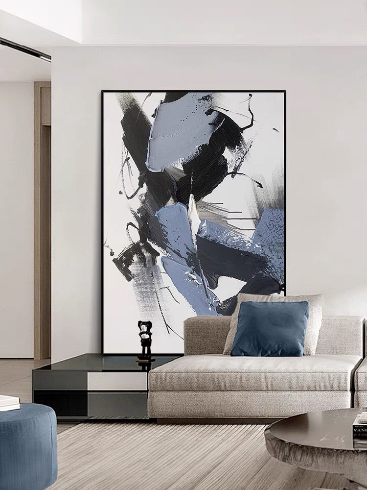 Pintura azul y negra