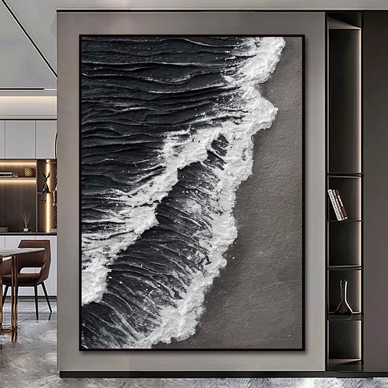 Black and White Sea - Hand Painting