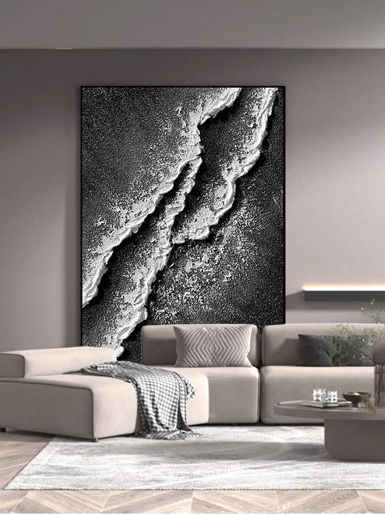 Black and White Tide - Hand Painting