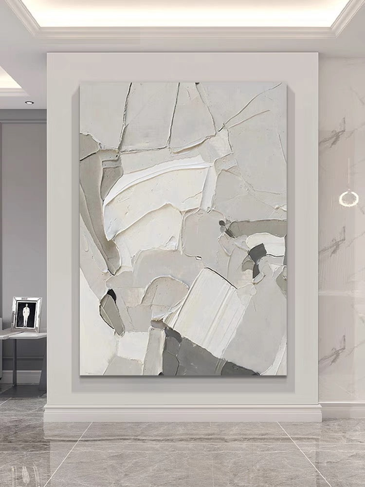 White Patches Textured Painting - Hand Painting