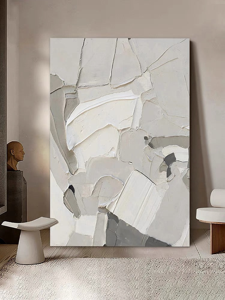 White Patches Textured Painting - Hand Painting