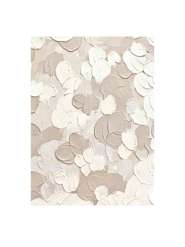 White and Beige Textured Painting - Hand Painting