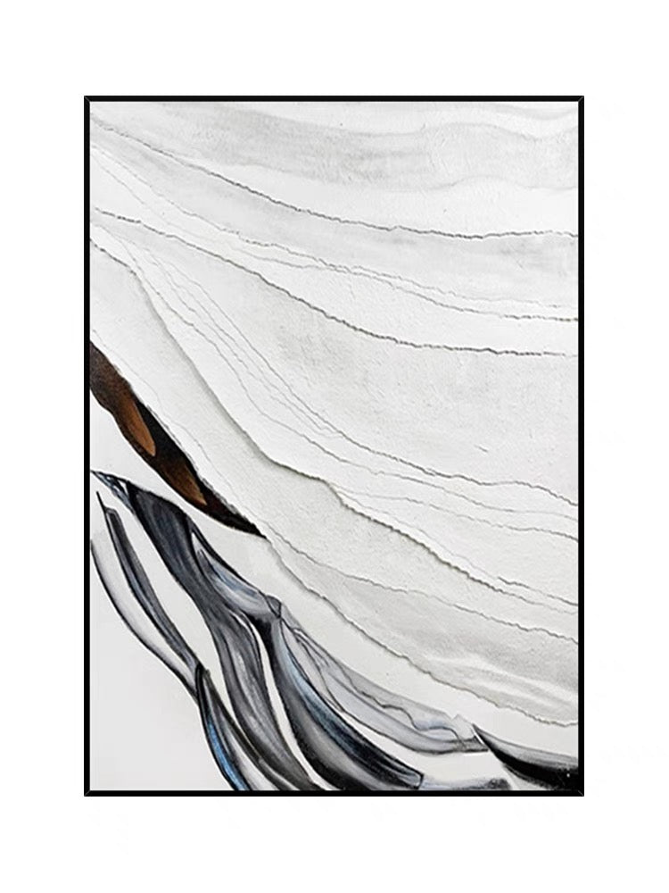 Pintura texturizada pesada en blanco y negro Dining Room Wall Art