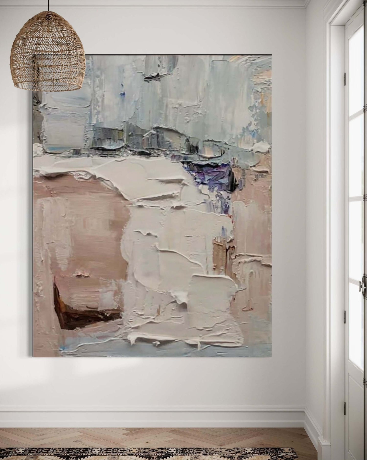 Hand-painted wall art by Kline Collective® in a cozy home setting, showcasing abstract textures and soothing colors. Nuovi arrivi