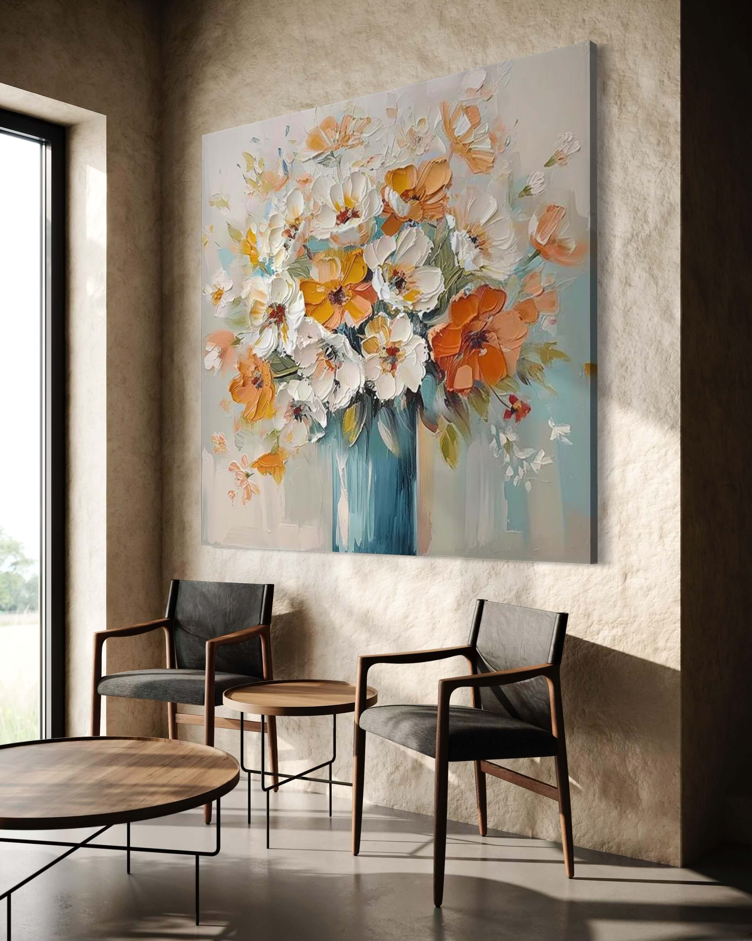 Radiance in Full Bloom artwork featuring vibrant florals by Amy Wu, enhancing modern interior decor with hopefulness.