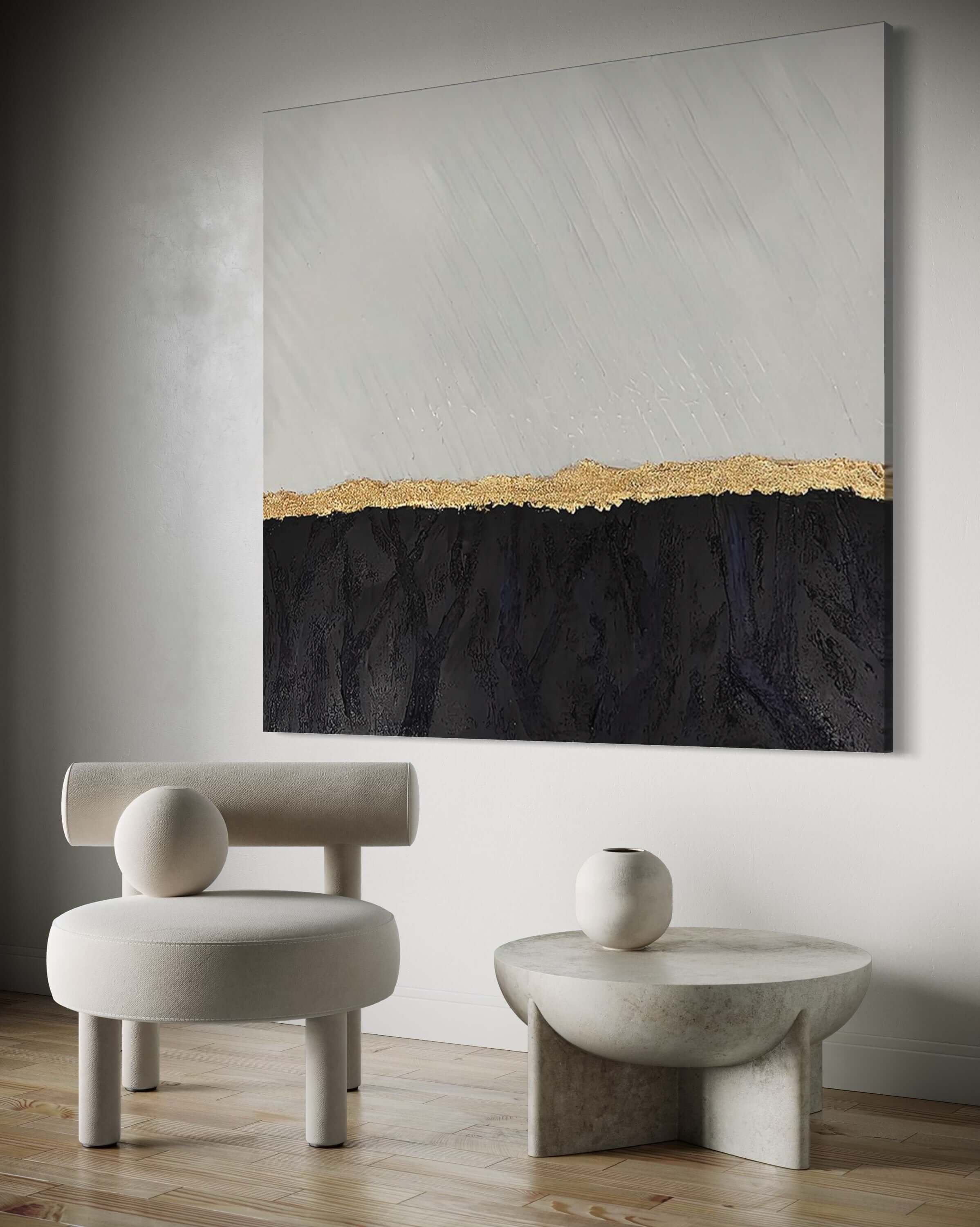 Black luxury hand-painted wall art by Kline Collective®, transforming spaces with style and elegance.