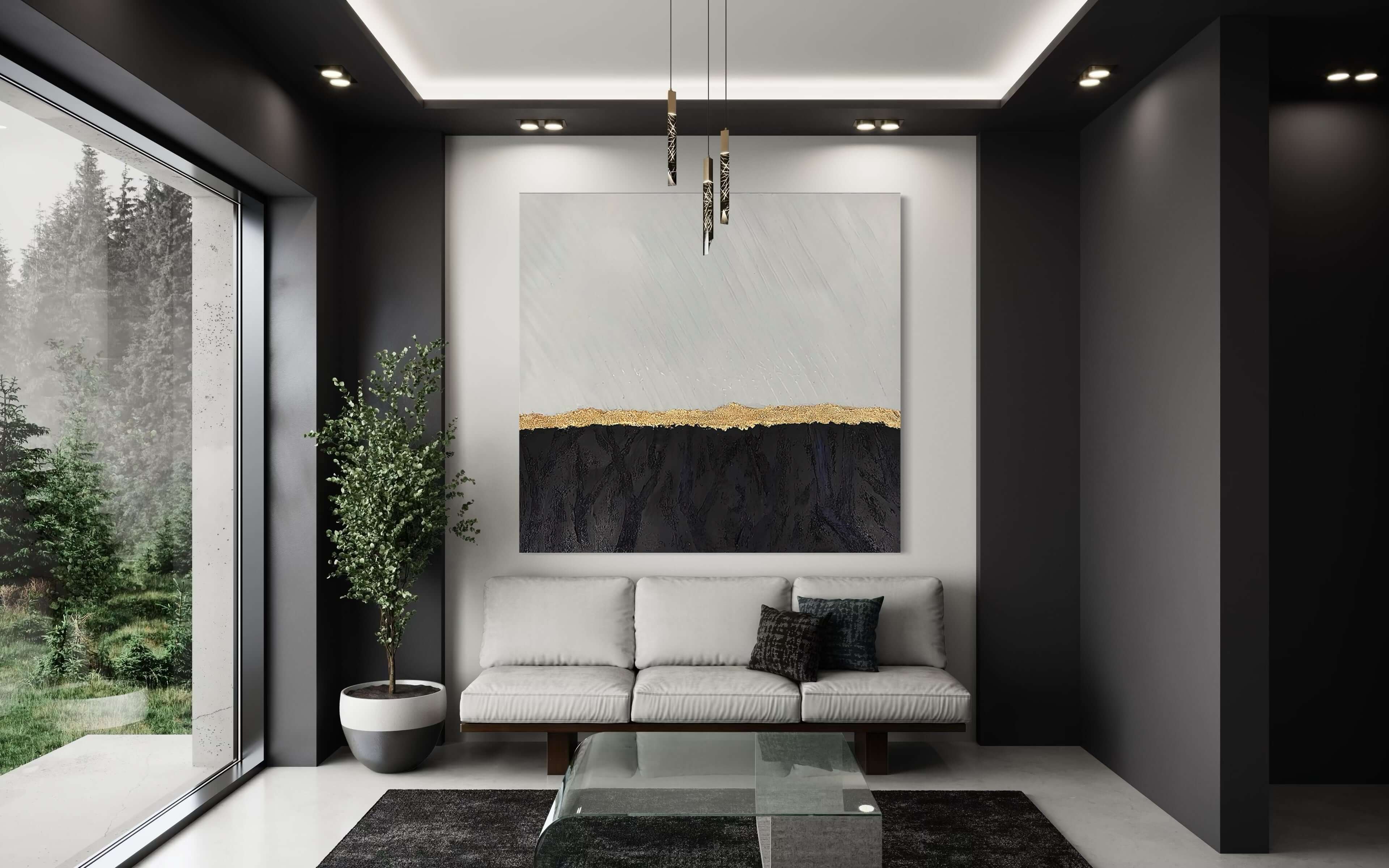 Black Luxury wall art by Kline Collective, hand-painted on canvas, enhancing modern home decor.
