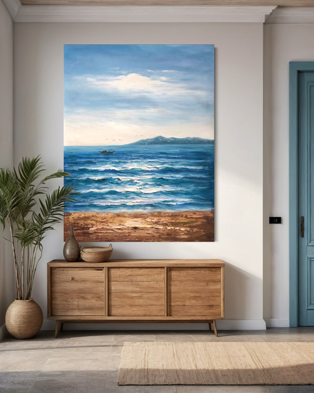 Sunlight Over Santorini - Hand Painting
