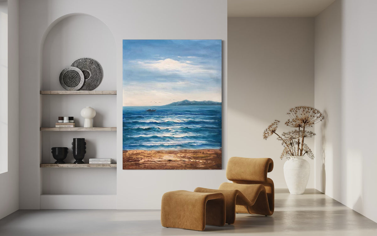 Sunlight Over Santorini - Hand Painting