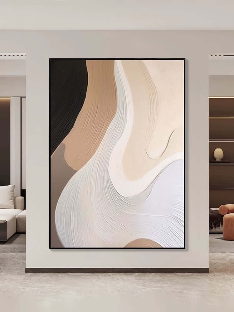 Beige Flow Texture Wall Art Lounge Wall Art