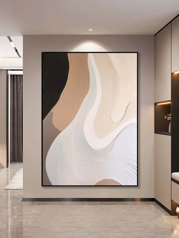 Beige Flow Texture Wall Art Lounge Wall Art