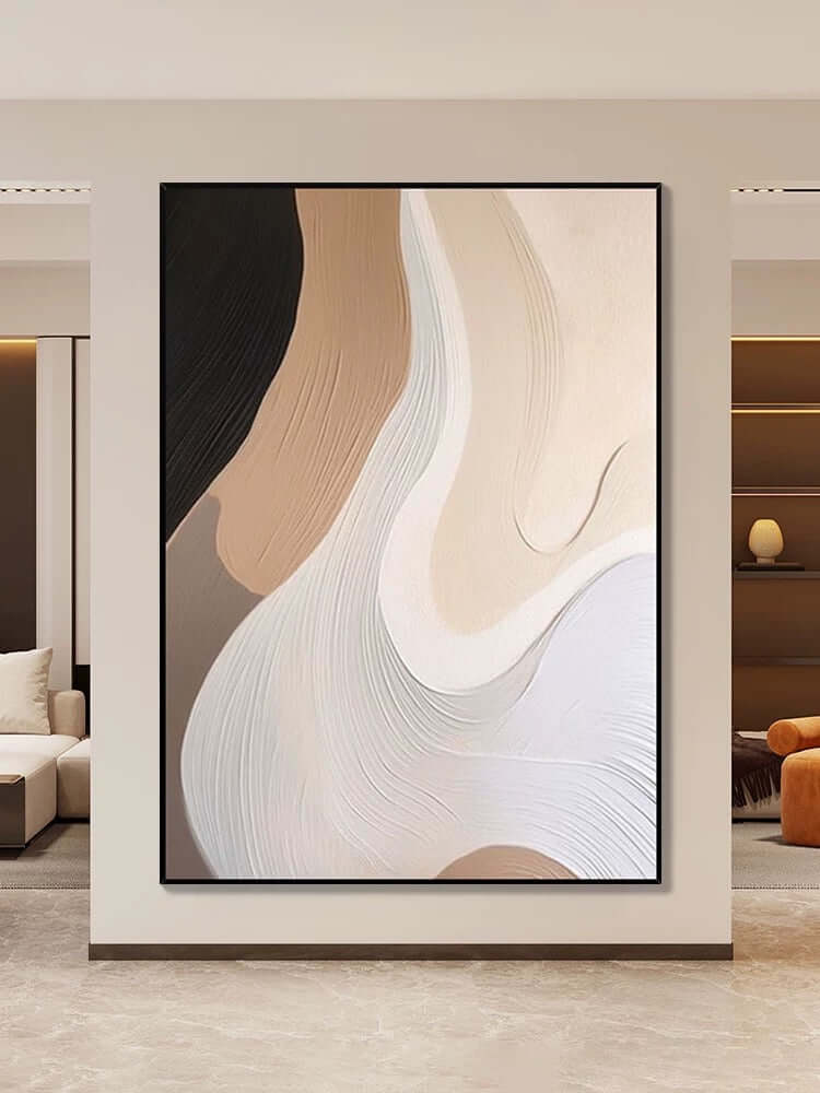 Beige Flow Texture Wall Art Lounge Wall Art