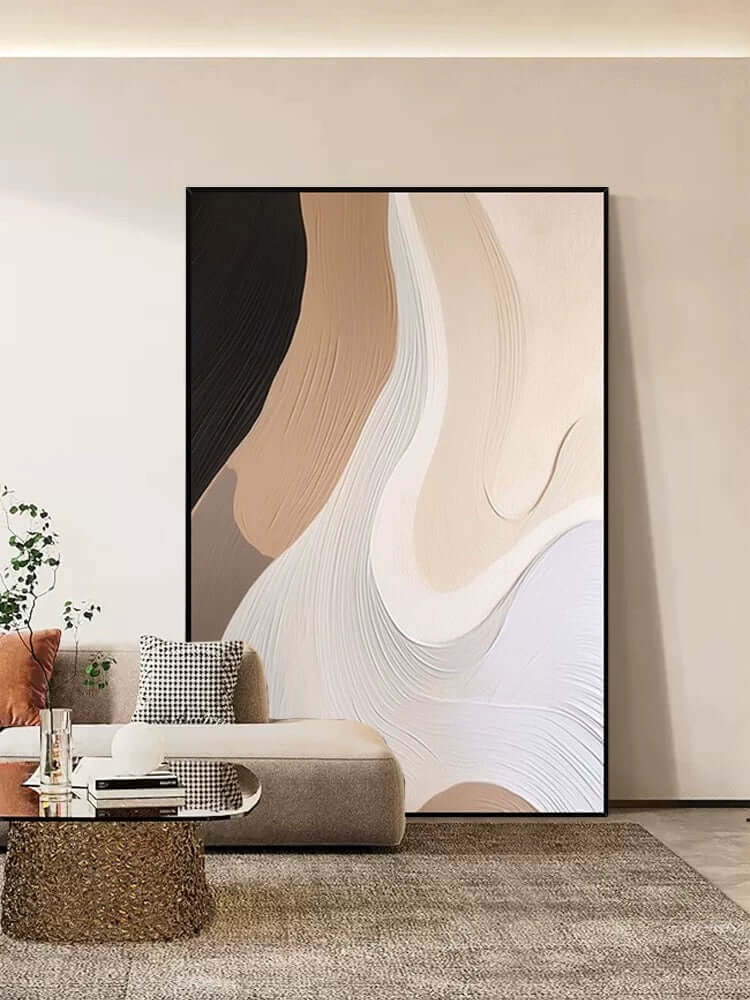 Beige Flow Texture Wall Art Lounge Wall Art