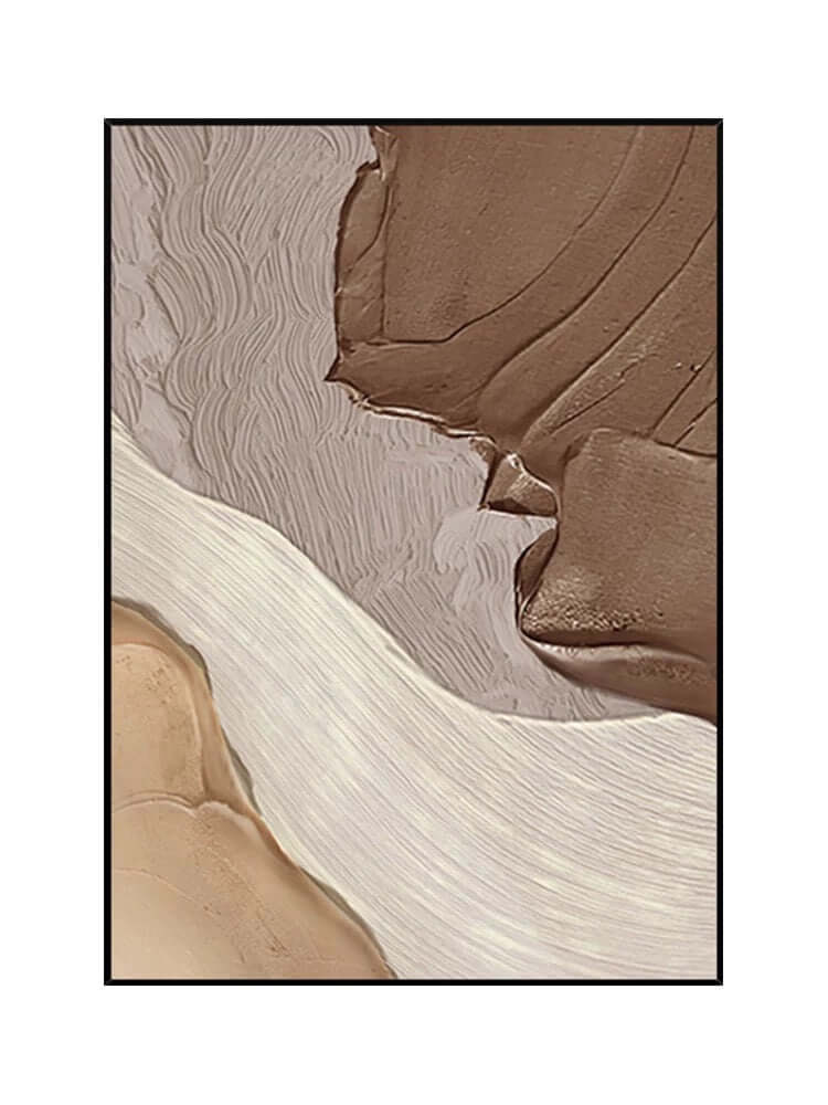 ベージュホワイトコーヒーテクスチャーウォールアート Wabi Sabi Wall Art