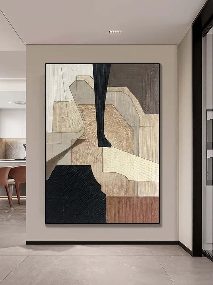 Wabi Sabi Beige Black Wall Art - Hand Painting
