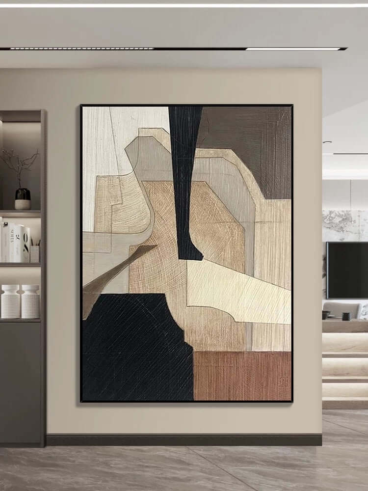 Wabi Sabi Beige Black Wall Art - Hand Painting