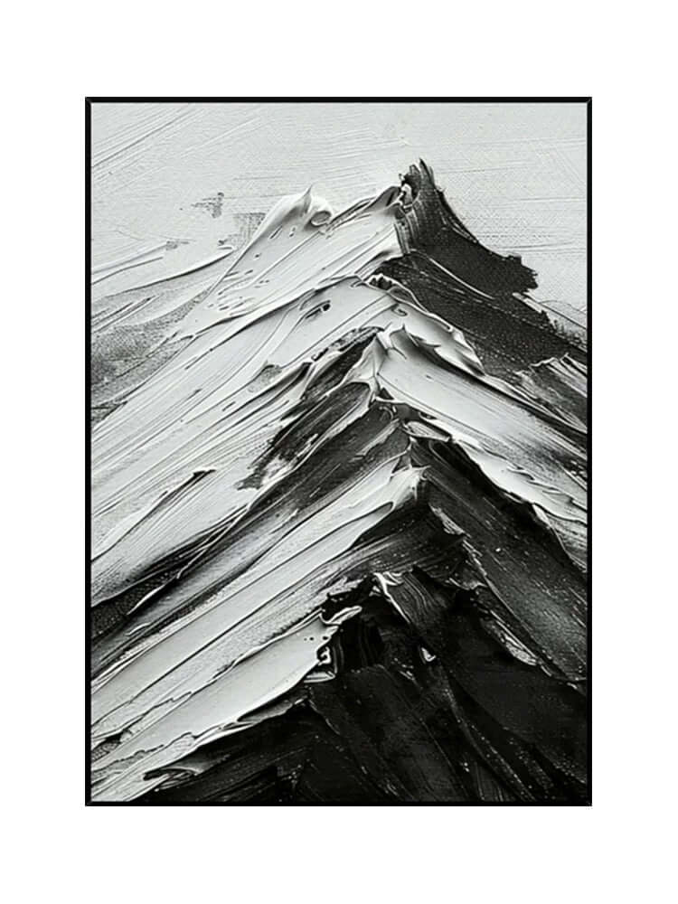Black and White Mountains Textured Wall Art - Hand Painting