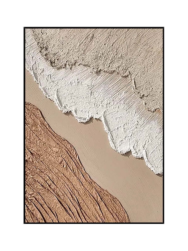 Arte de pared texturizado de playa en color beige y blanco