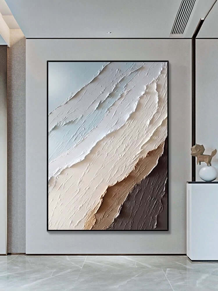Arte de pared con textura de paisaje marino azul fresco y multicolor