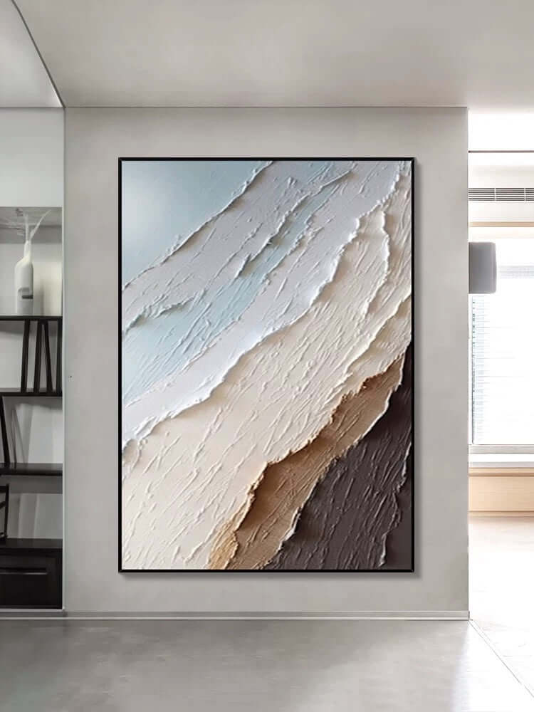 Arte de pared con textura de paisaje marino azul fresco y multicolor