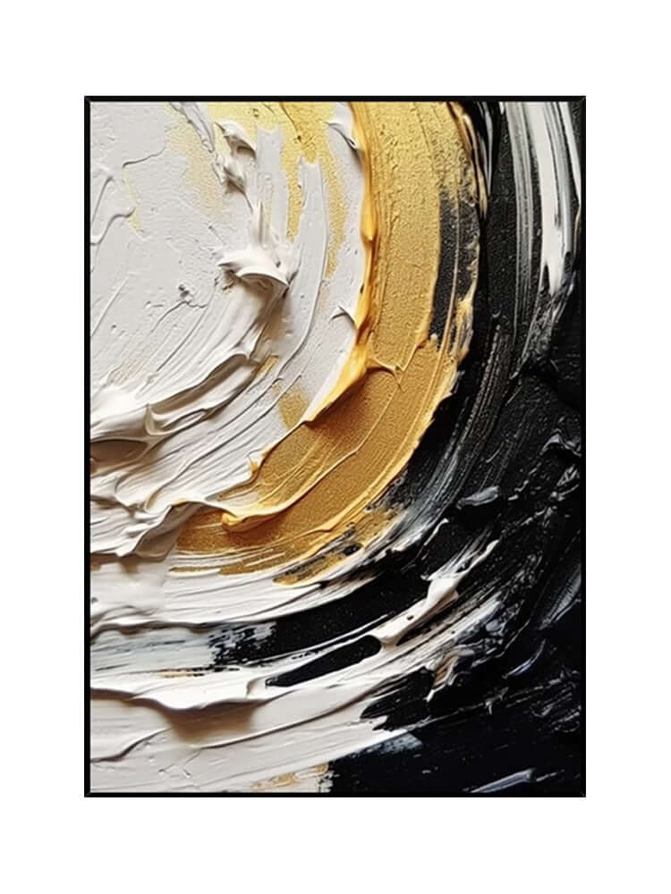 Black and Cream Yellow Textured Wall Art - Hand Painting