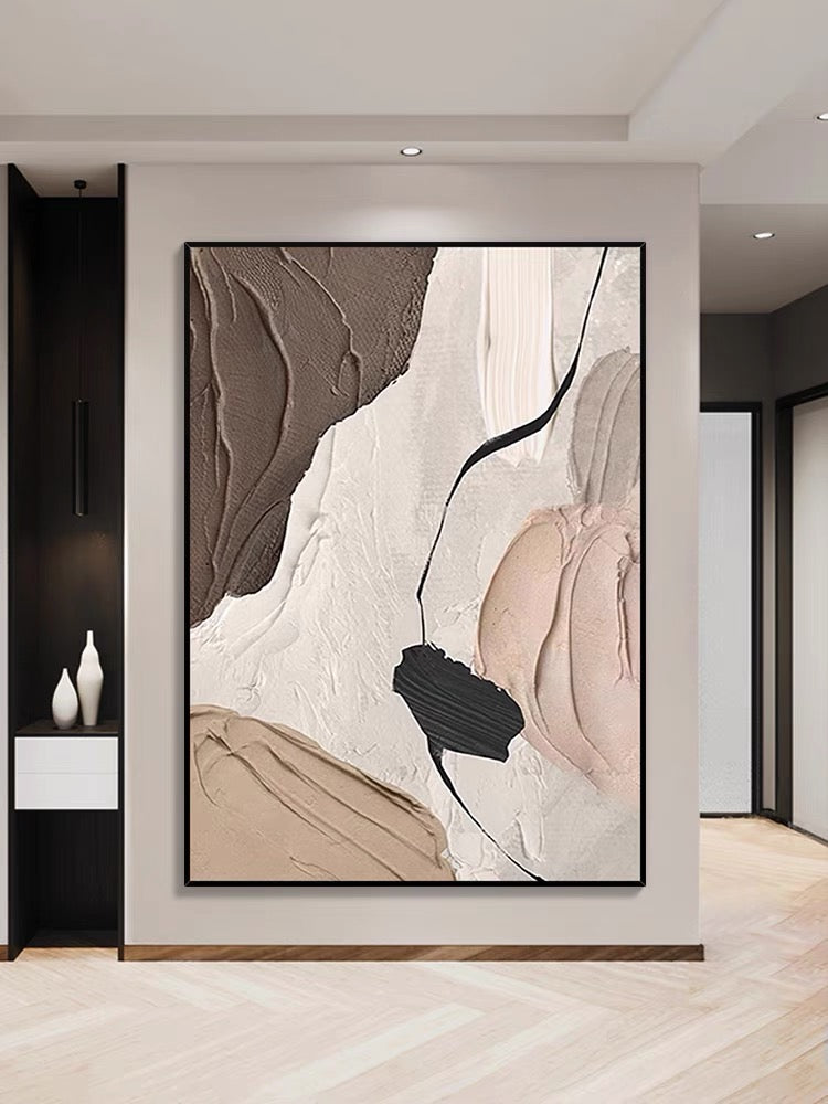 Cuadro texturizado fluido rosa y marrón