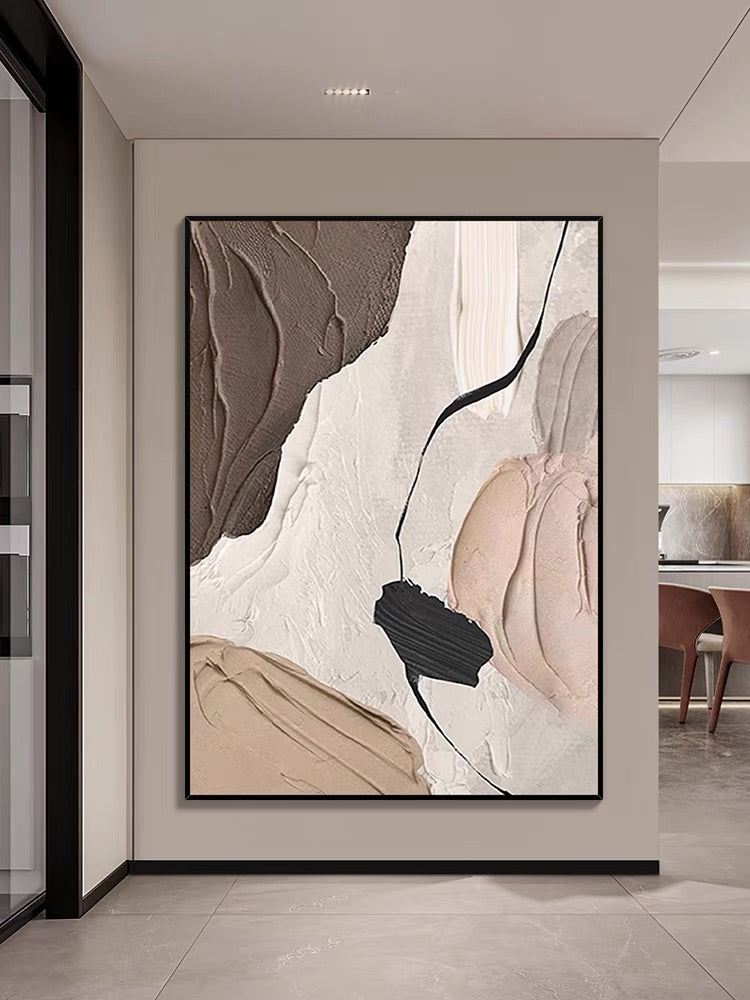 Cuadro texturizado fluido rosa y marrón