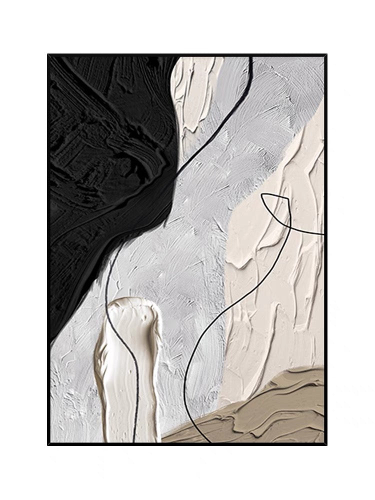 Far from Black and White Textured Painting - Hand Painting