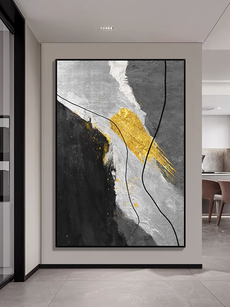 Strukturierte Malerei in Schwarz und Gold