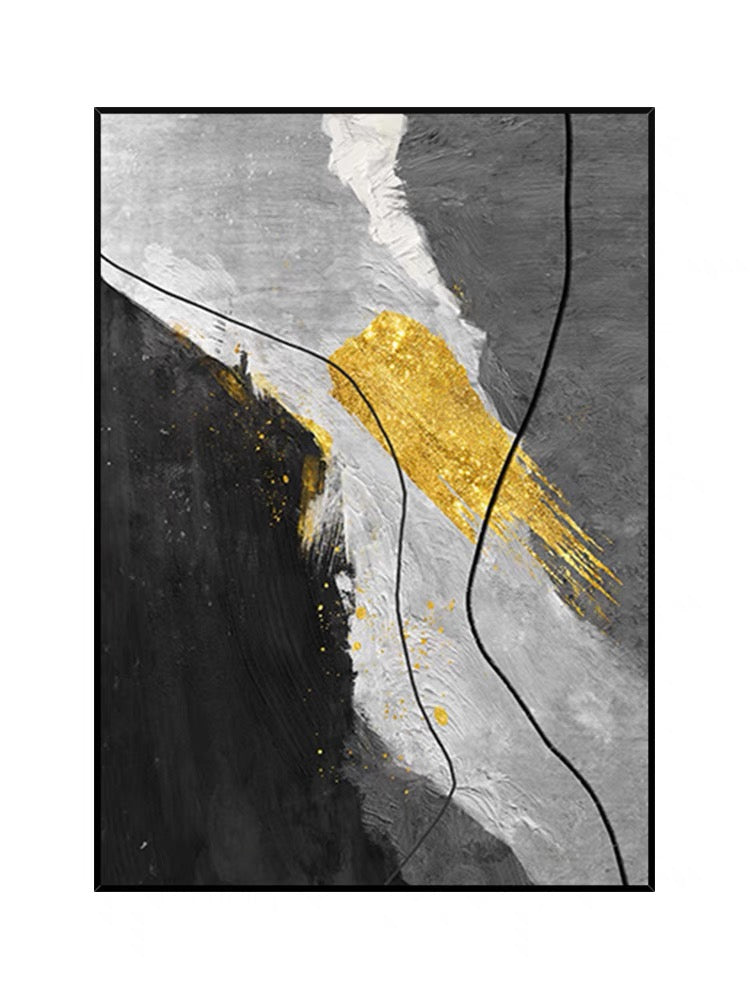 Strukturierte Malerei in Schwarz und Gold