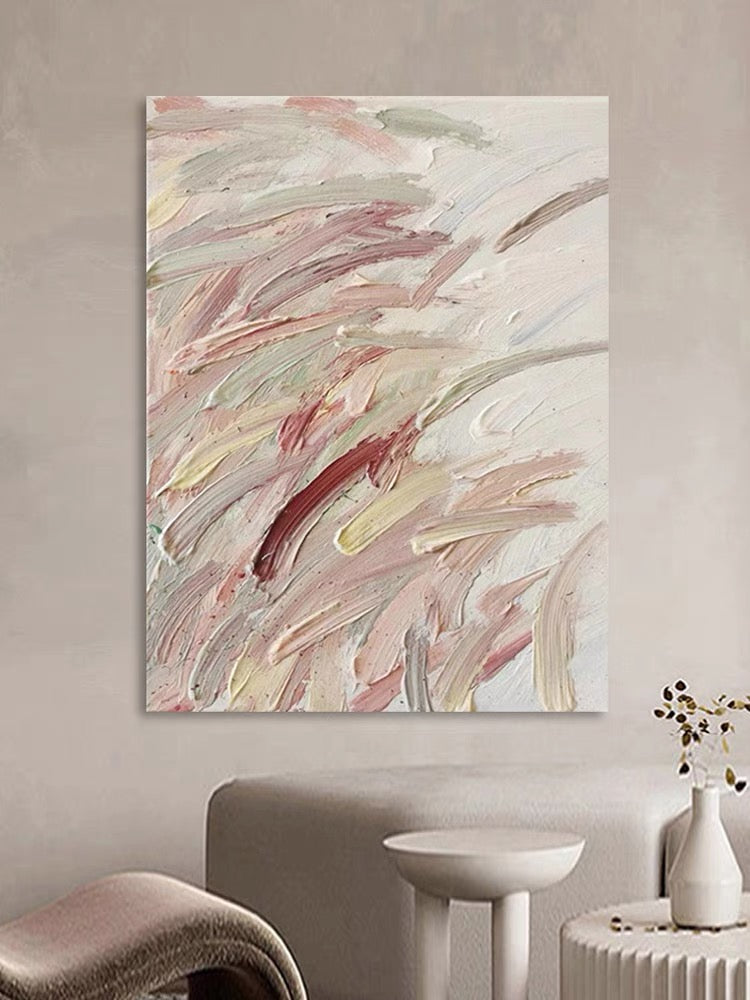 Pink Nature Textured Painting - Hand Painting